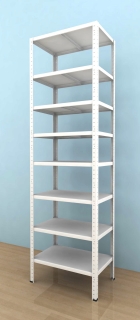 Kovový regál Drumy 2500x800x400/8, 130kg/pol., biela
