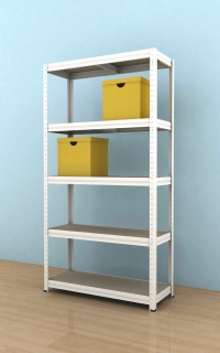 Regál Futur 2100x900x450/5, biela, 350 kg/pol.